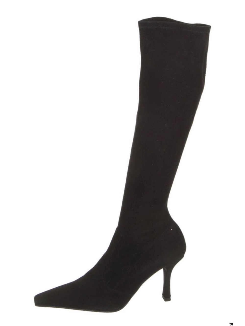 Stuart Weitzman Black Suede Knee-High Pointed-Toe Stiletto Boot Sz 7